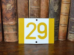 Vintage French Sign House Plaque Yellow Number 29