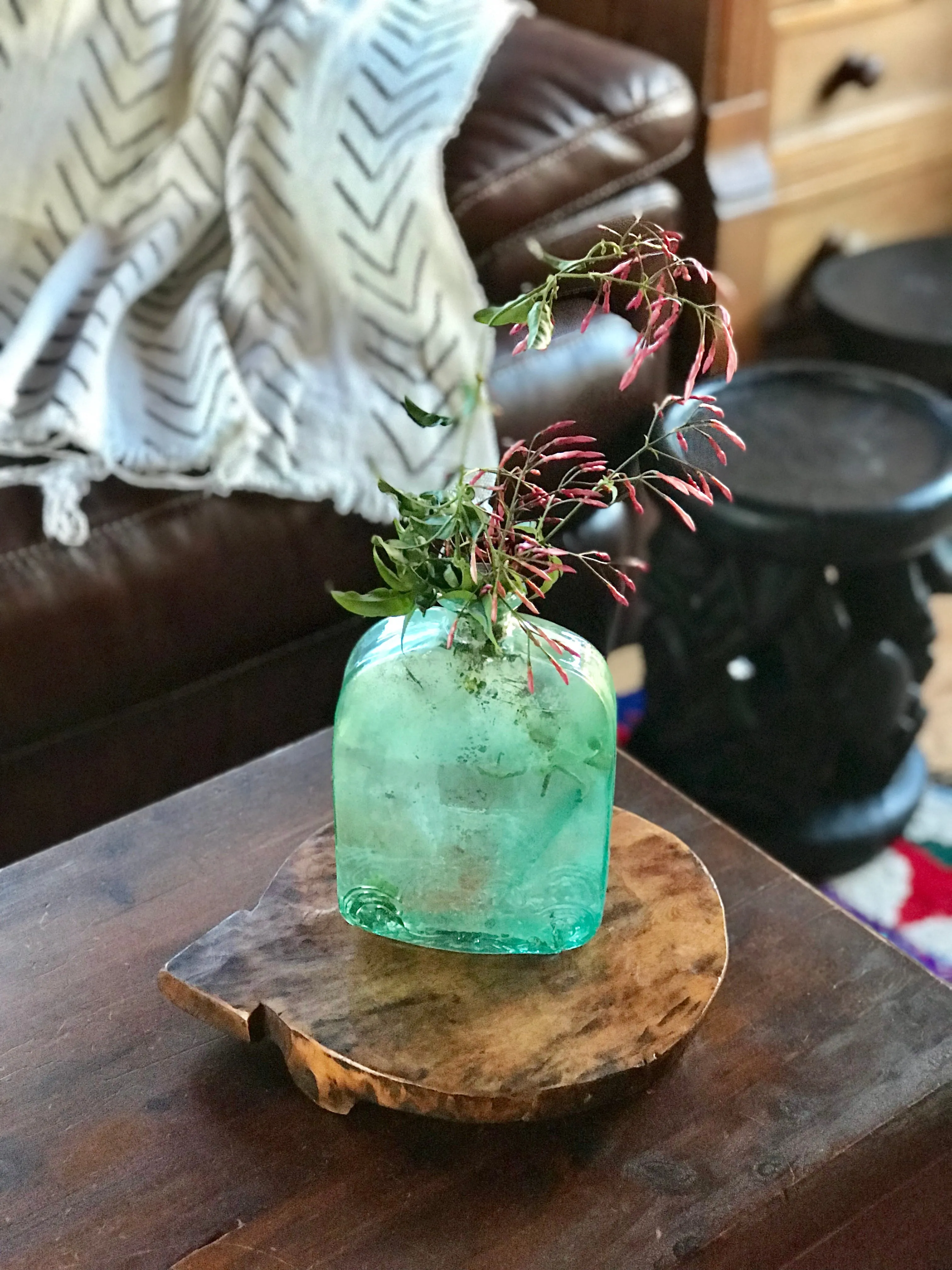 Vintage Glass Decanter | aqua ombré