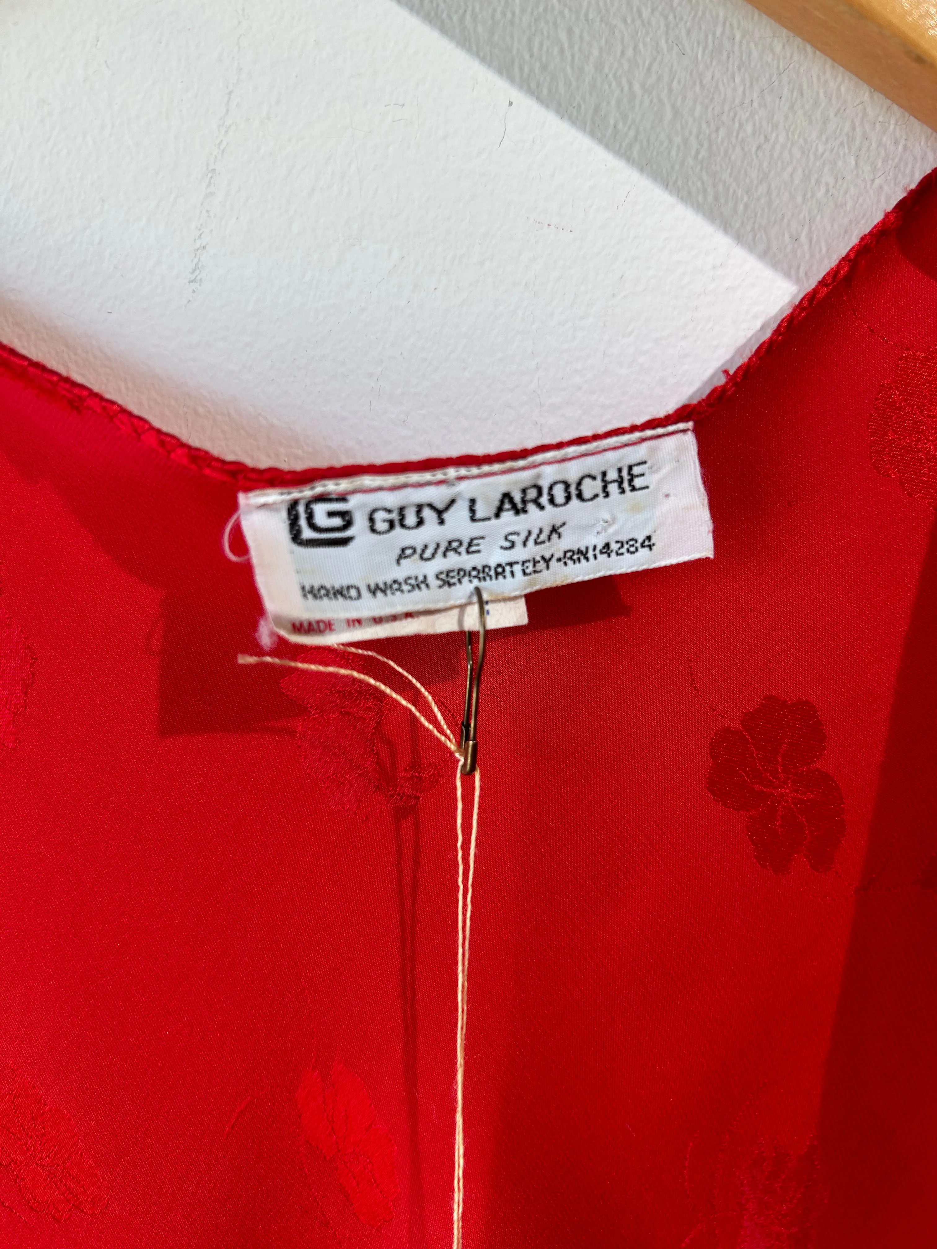 Vintage Guy LaRoche Red Silk Half-Robe
