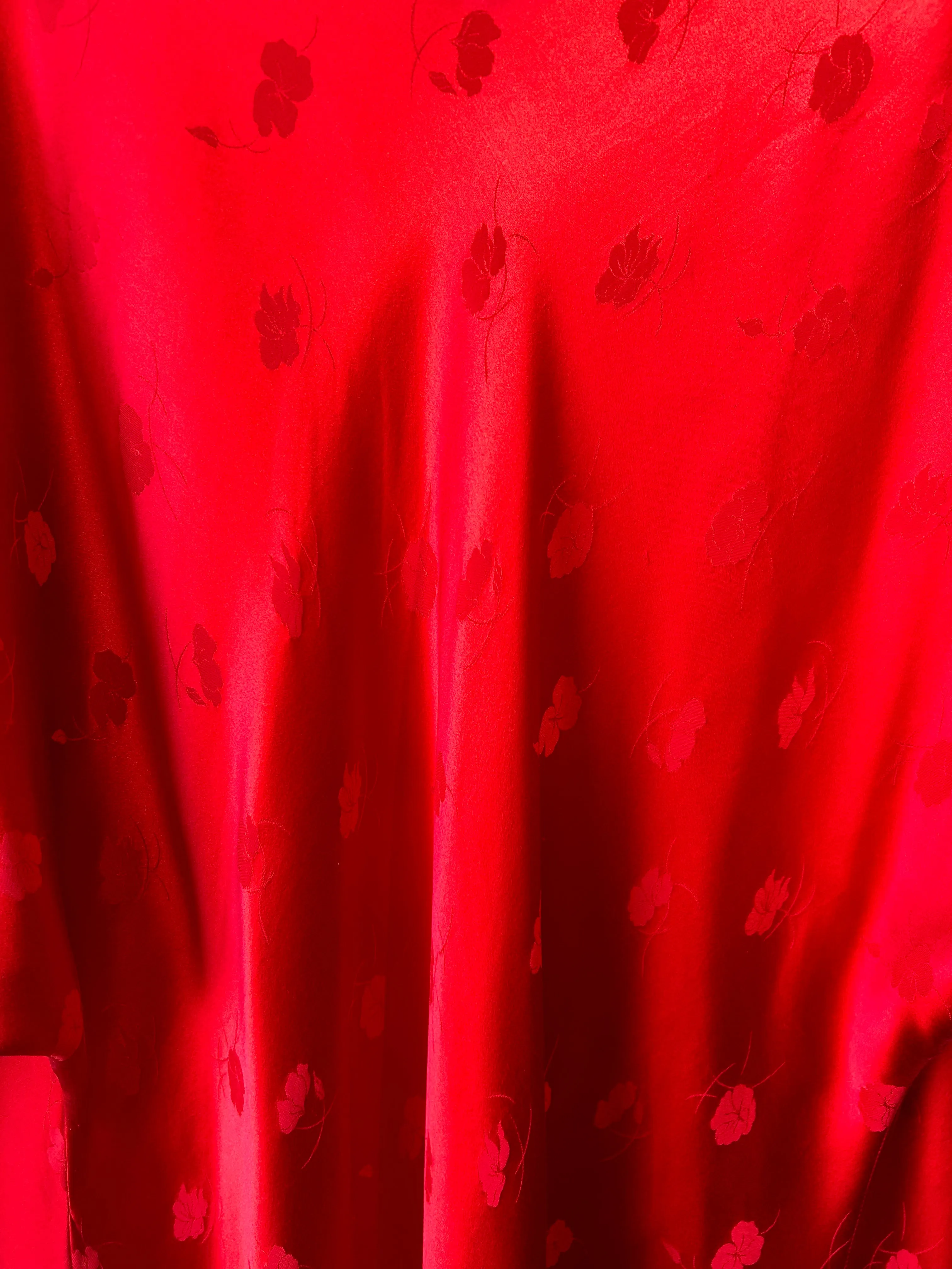 Vintage Guy LaRoche Red Silk Half-Robe