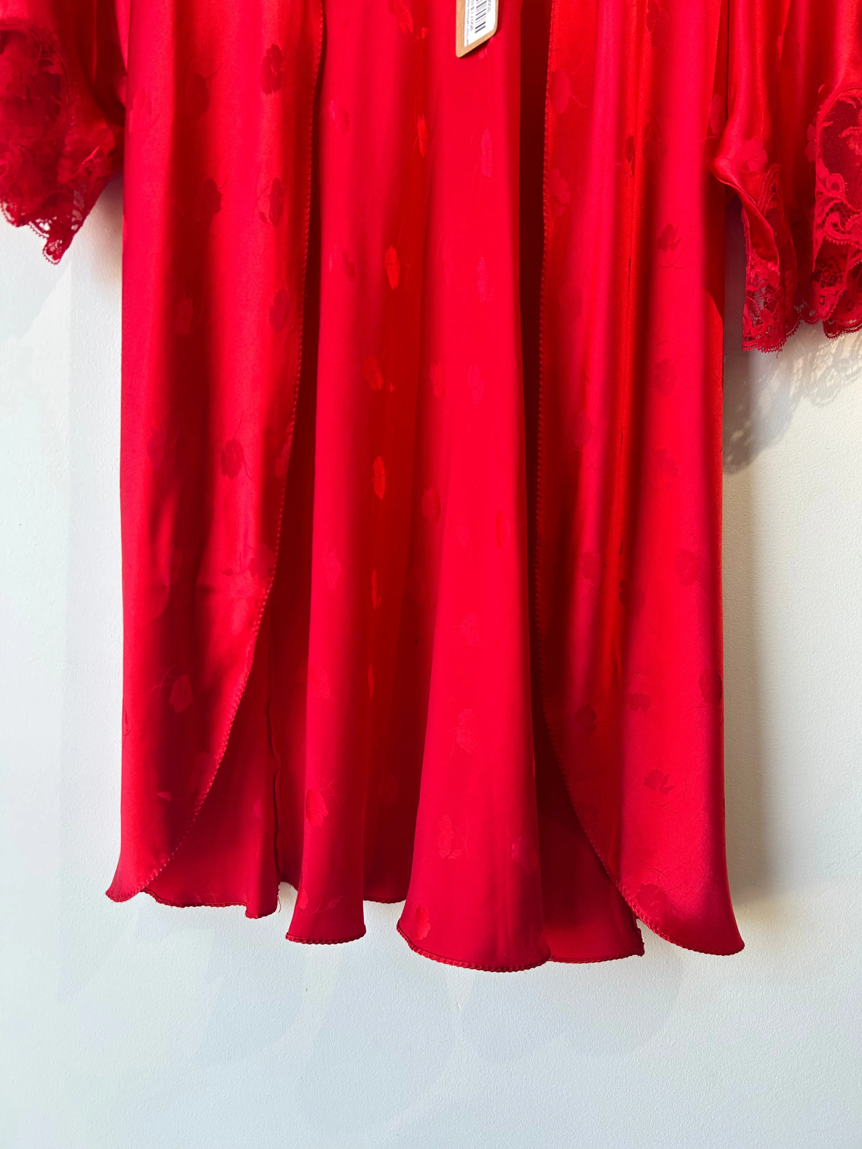 Vintage Guy LaRoche Red Silk Half-Robe