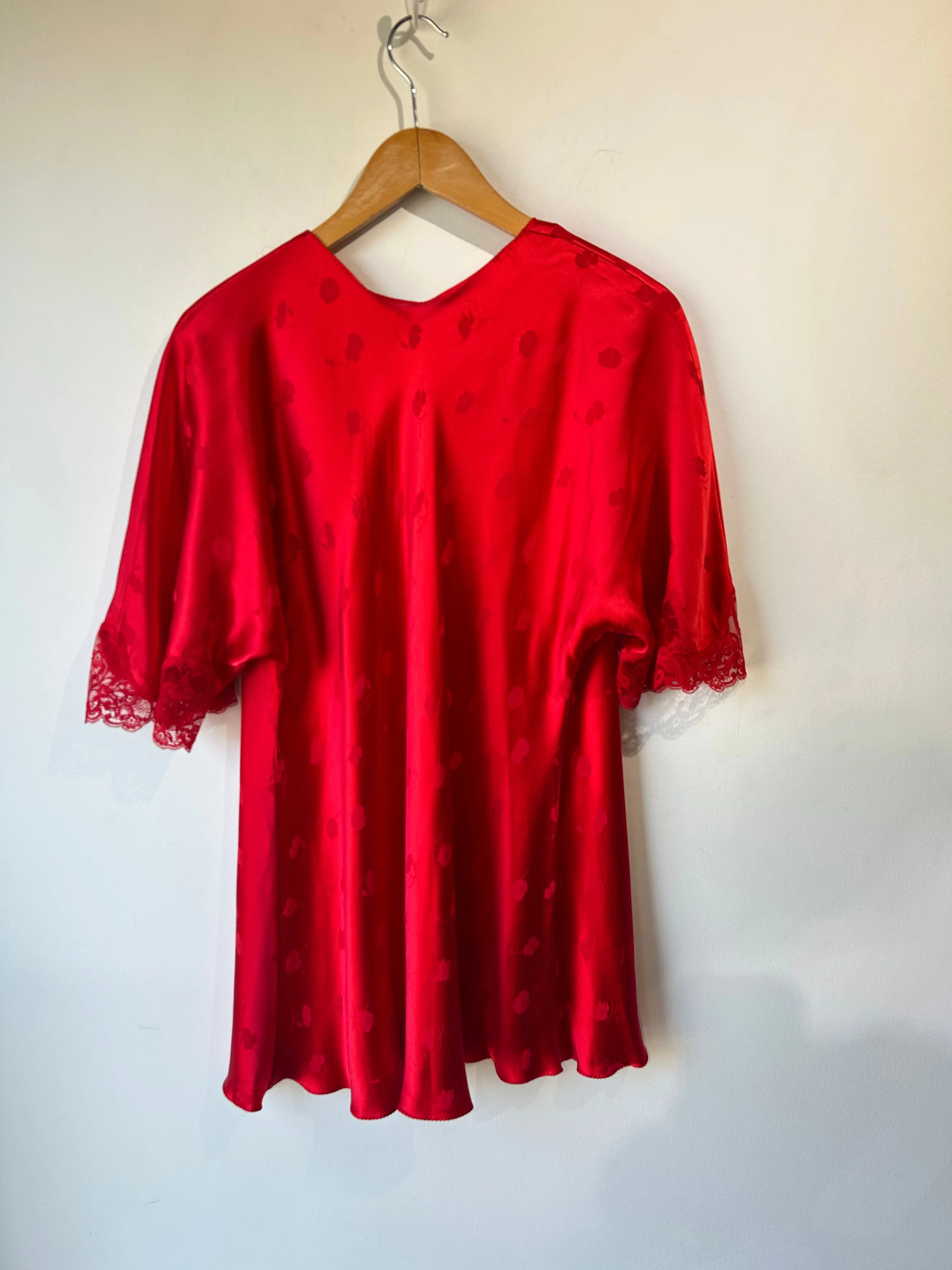 Vintage Guy LaRoche Red Silk Half-Robe