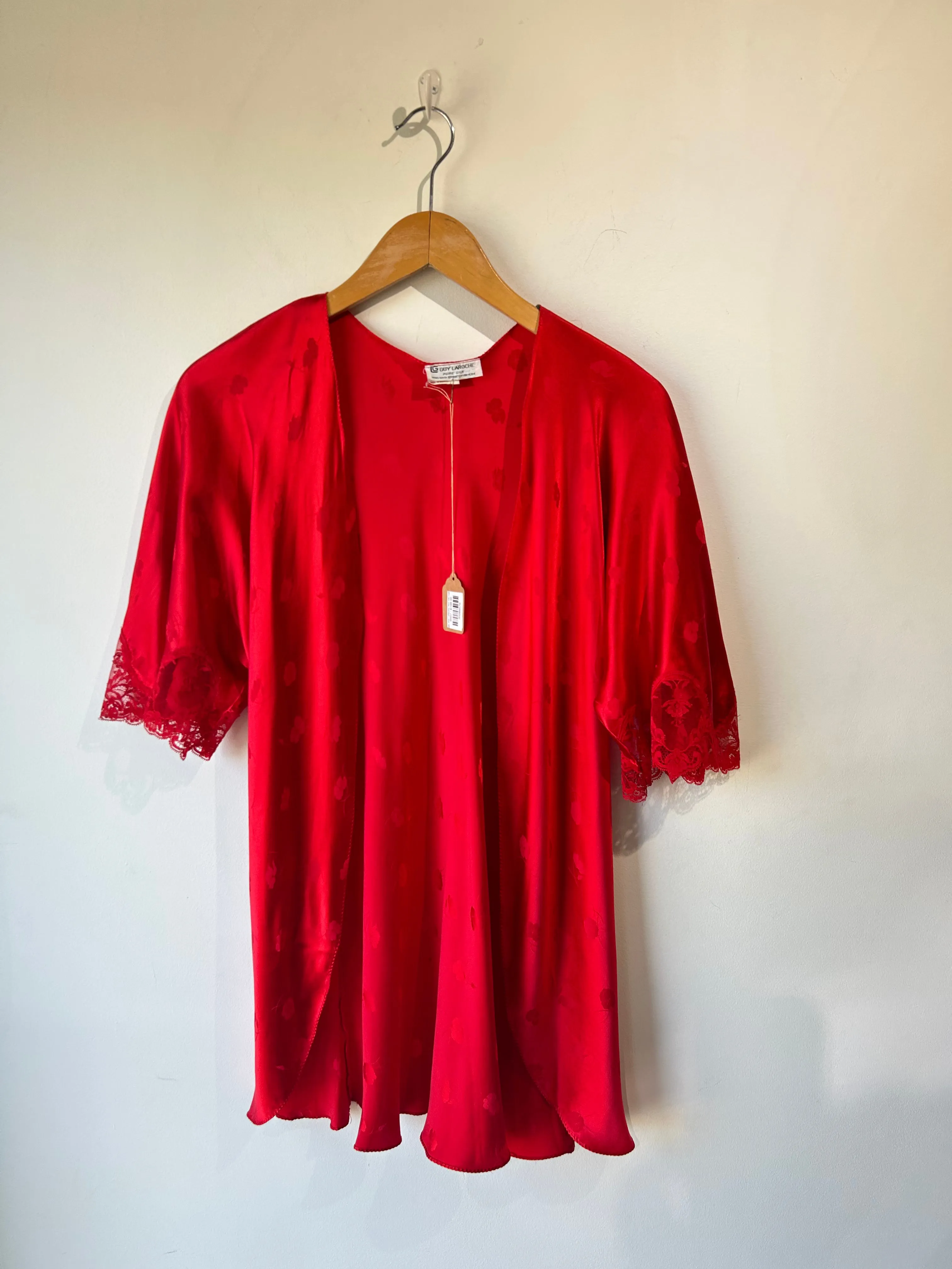 Vintage Guy LaRoche Red Silk Half-Robe