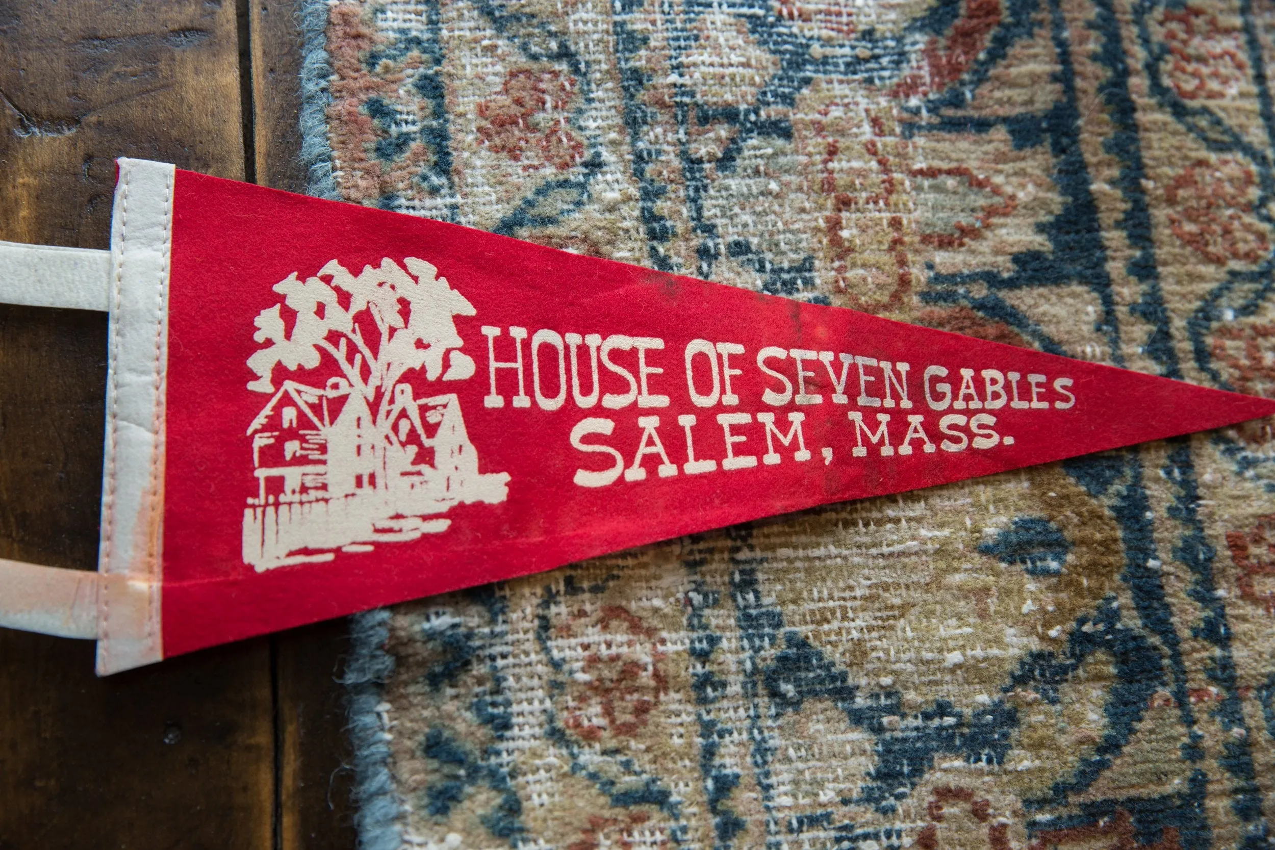 Vintage House of Seven Gables Salem Mass Felt Flag