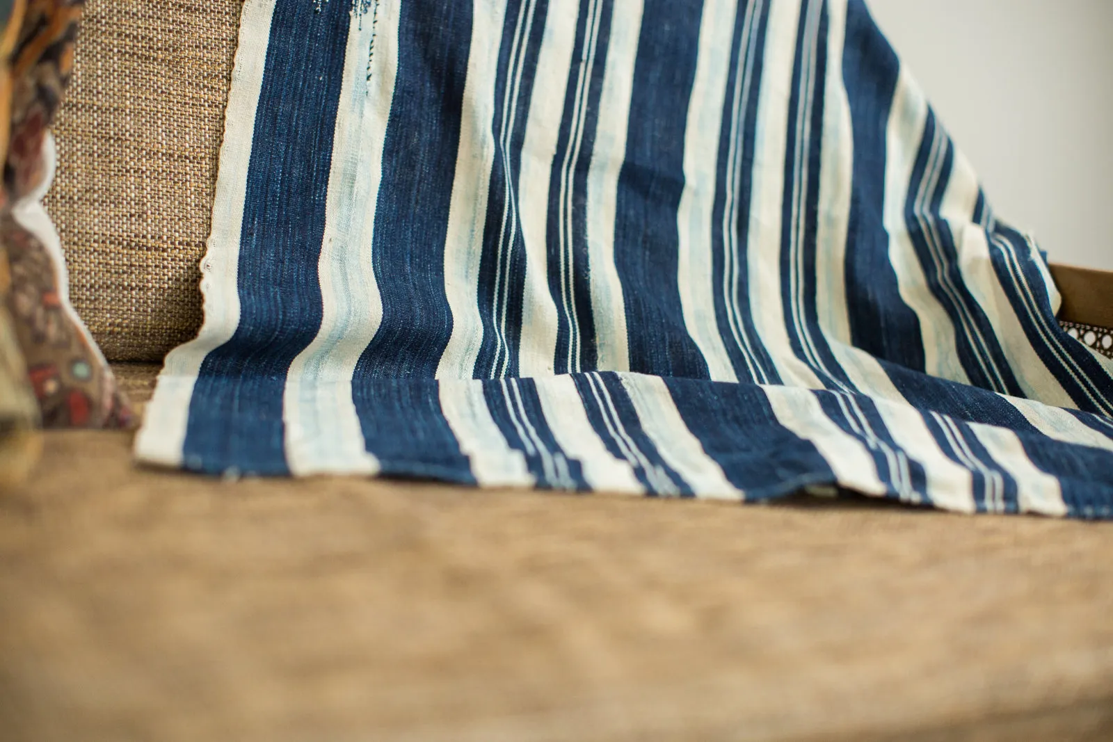 Vintage Indigo Stripe Throw