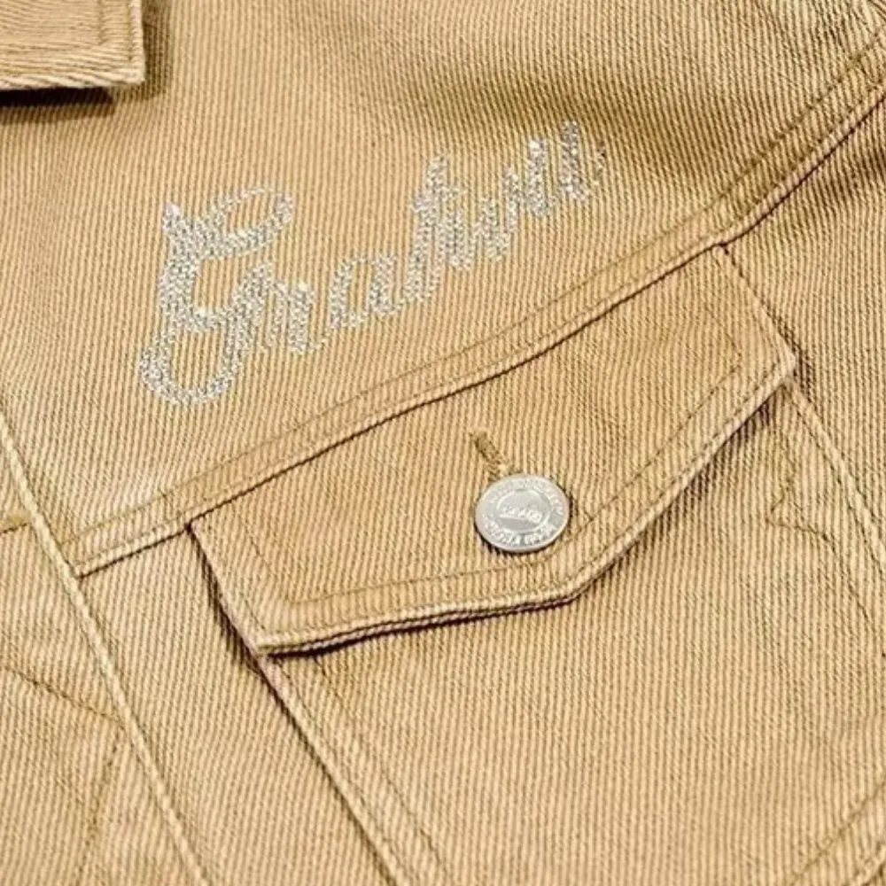 Vintage Lettering Embroidered Denim Jacket