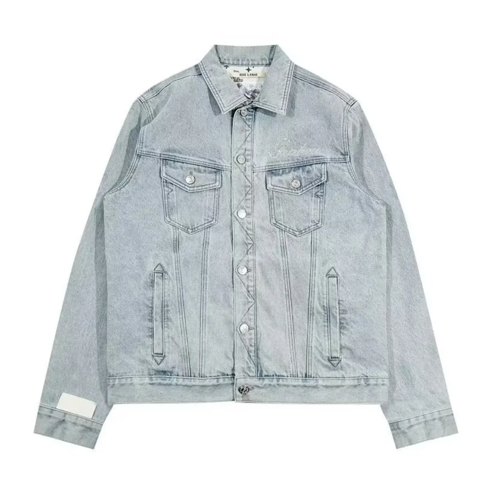 Vintage Lettering Embroidered Denim Jacket