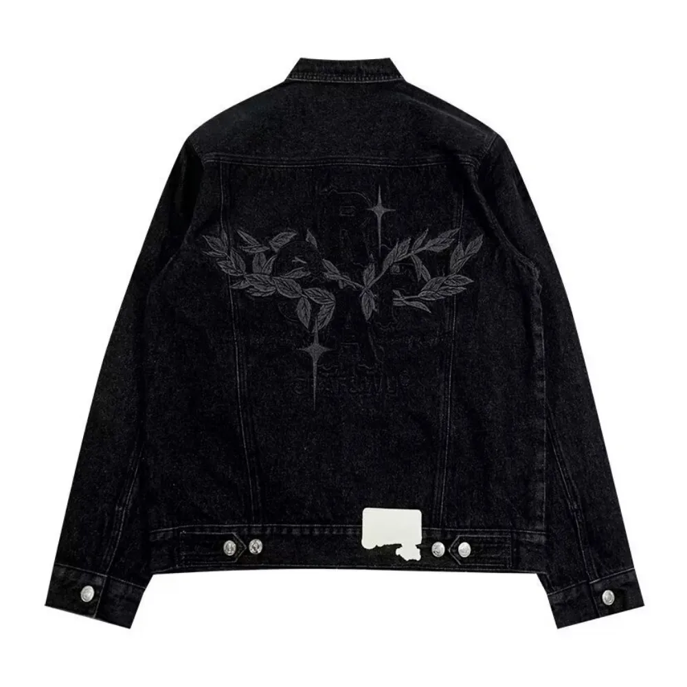 Vintage Lettering Embroidered Denim Jacket