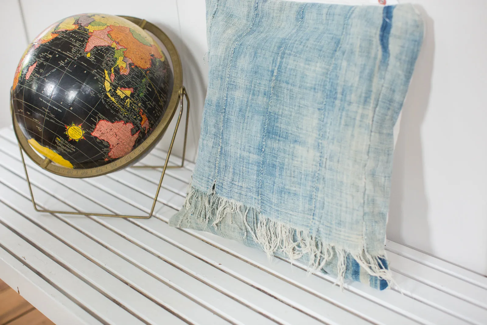 Vintage Light Blue Indigo Pillow