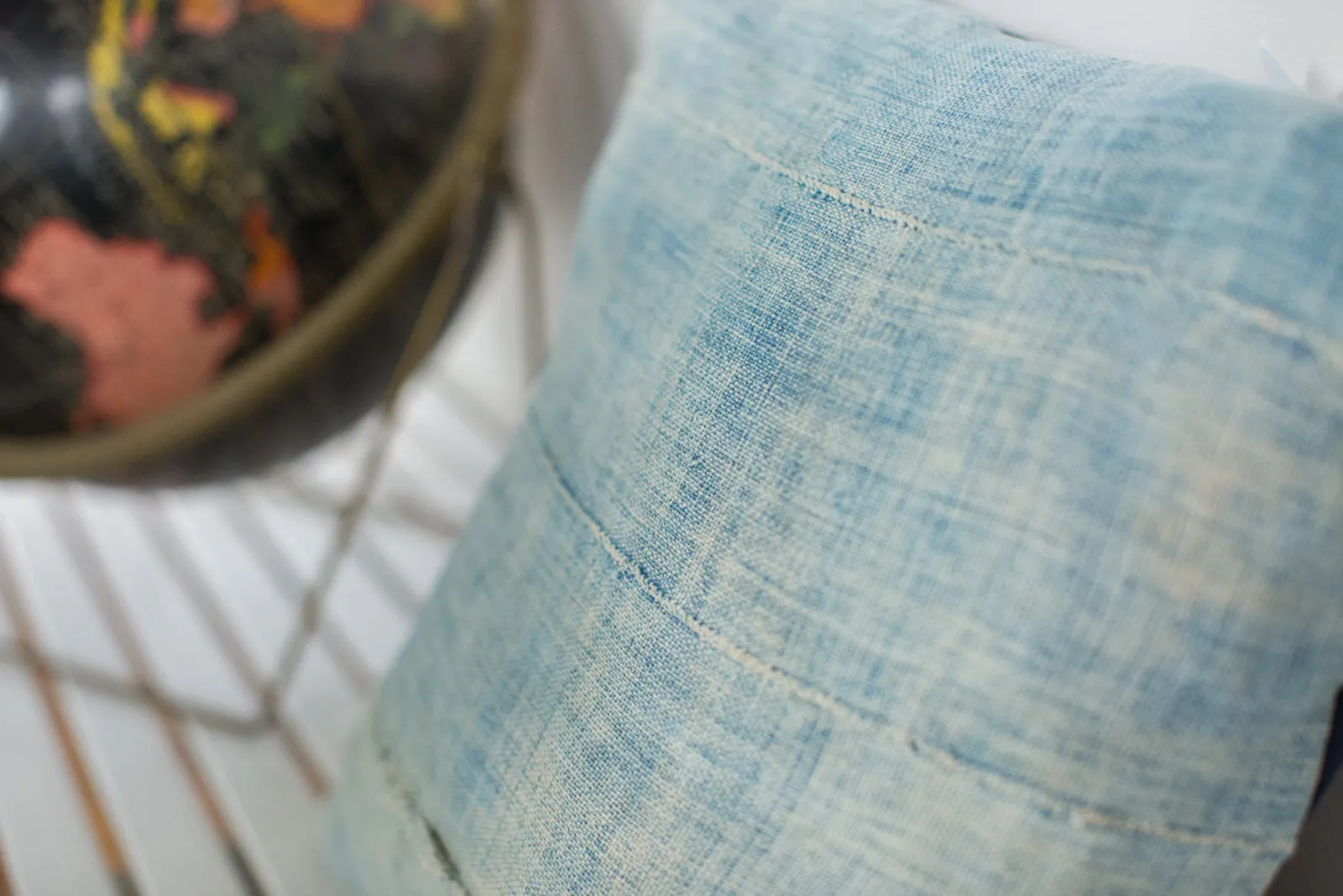 Vintage Light Blue Indigo Pillow