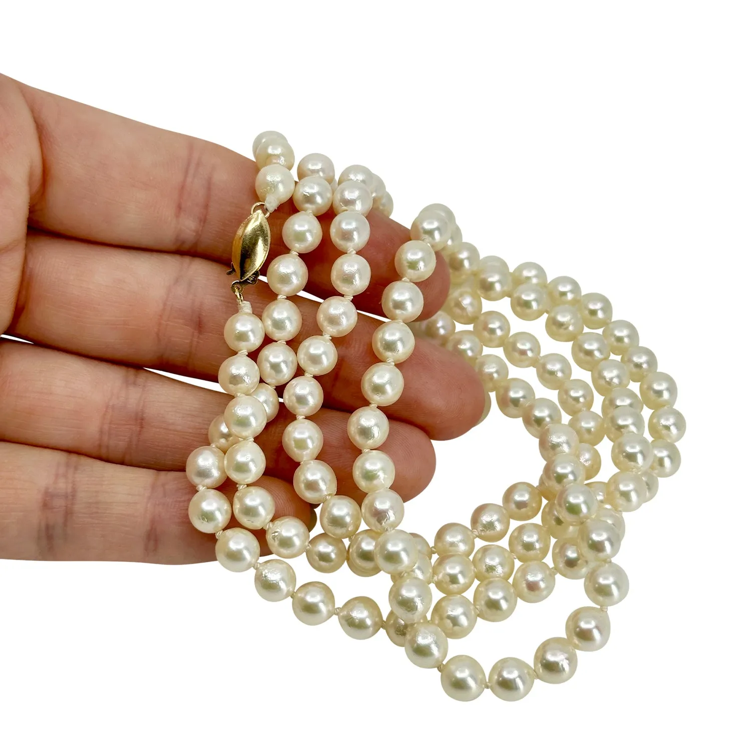Vintage Opera Japanese Saltwater Cultured Akoya Pearl Vintage MCM Necklace Strand - 14K Yellow Gold 31.75 Inch (Copy)