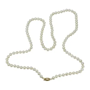 Vintage Opera Japanese Saltwater Cultured Akoya Pearl Vintage MCM Necklace Strand - 14K Yellow Gold 31.75 Inch