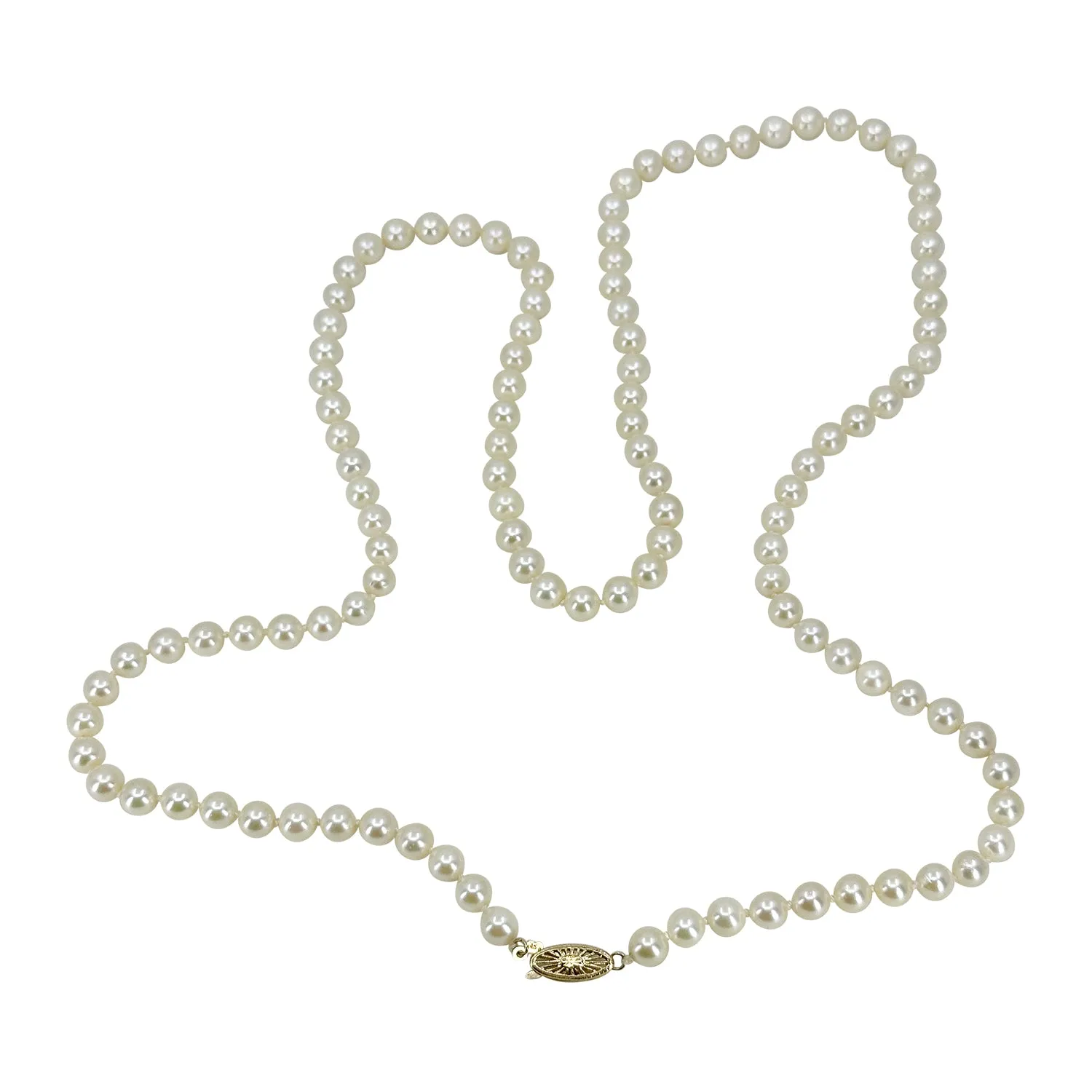 Vintage Opera Japanese Saltwater Cultured Akoya Pearl Vintage MCM Necklace Strand - 14K Yellow Gold 31.75 Inch
