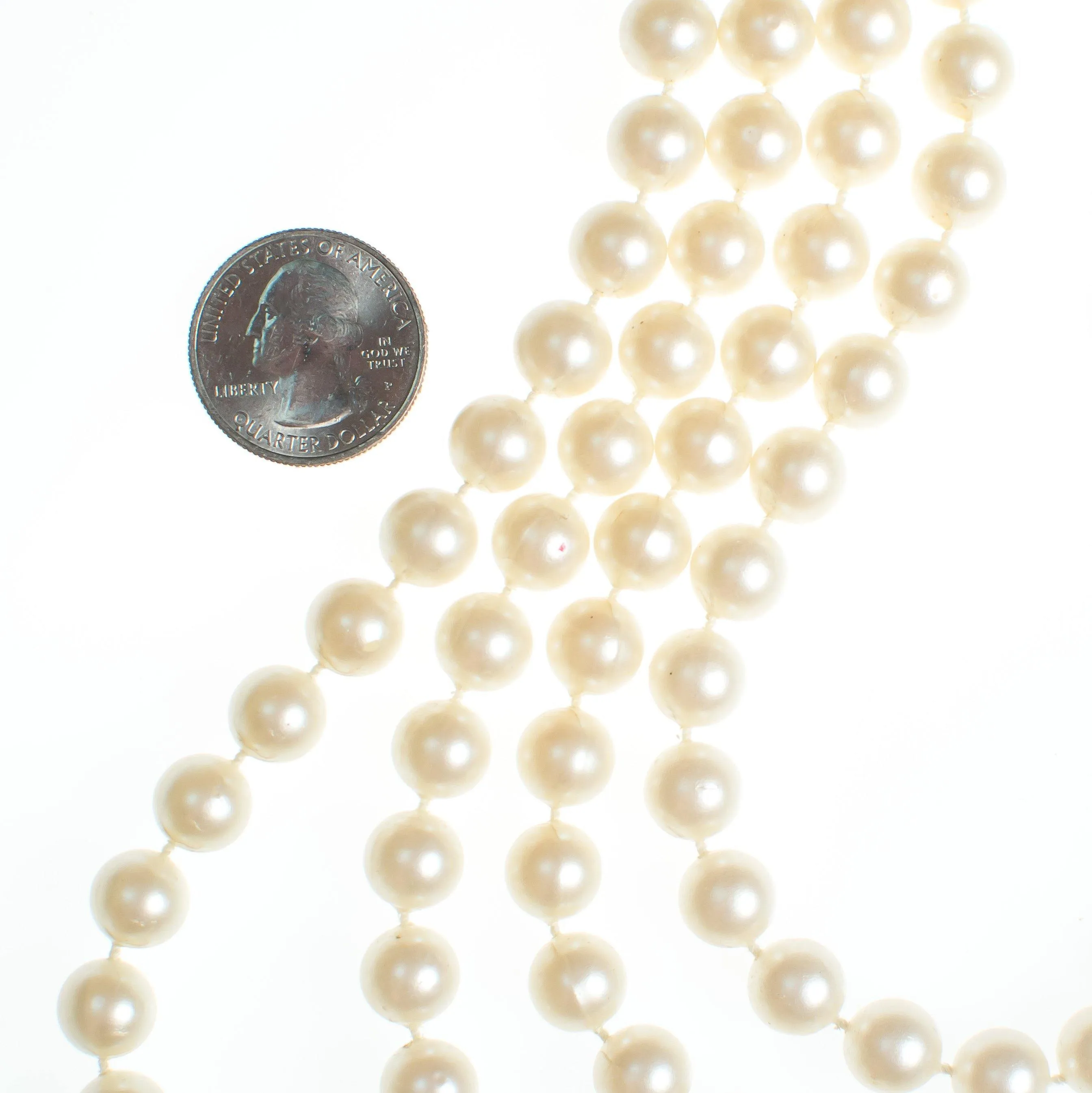 Vintage Opera Length Faux Pearl Necklace
