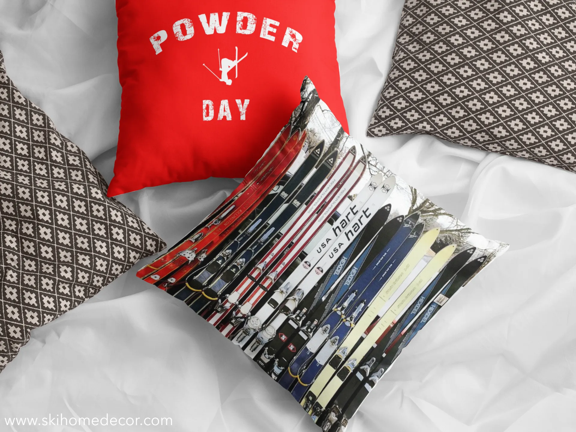 Vintage Skis - Throw Pillow