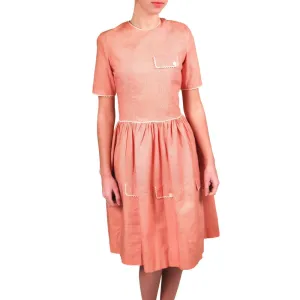 Vintage WW2 Cotton Day Dress 1940S Red Gingham Small Guernsey