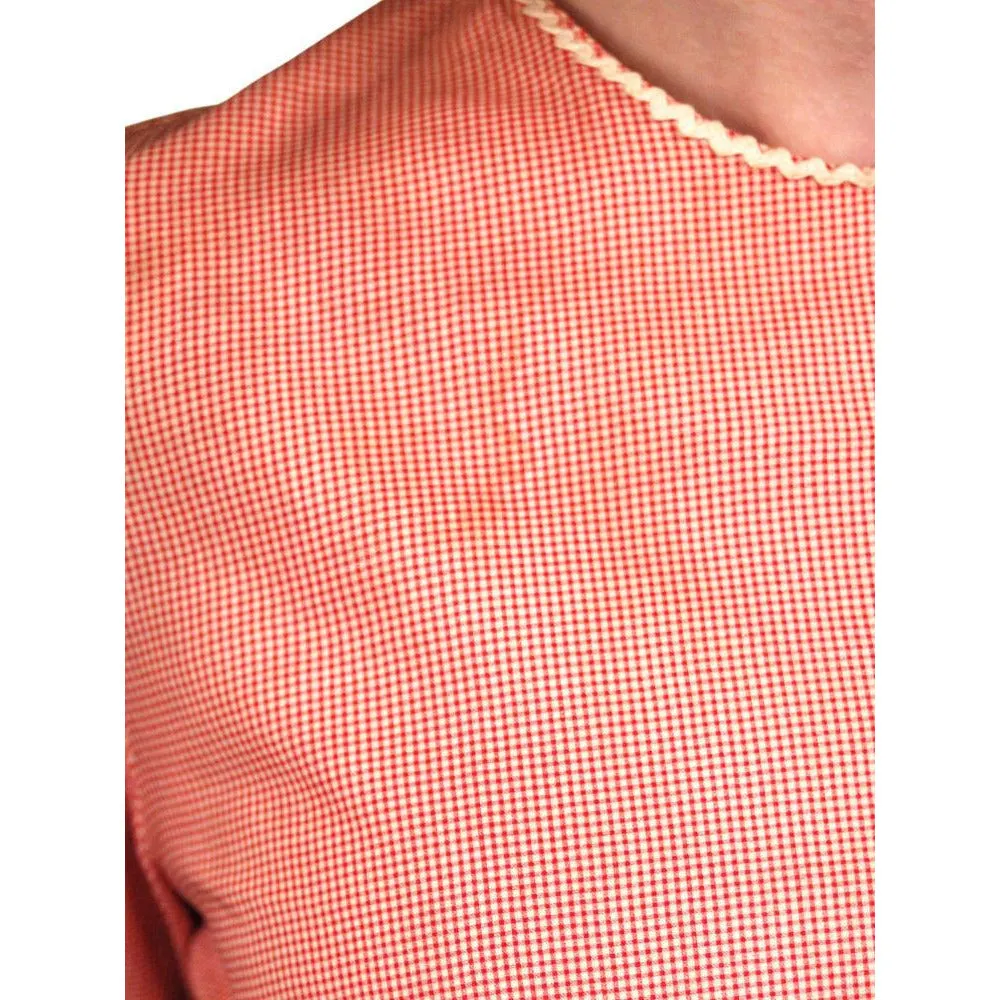 Vintage WW2 Cotton Day Dress 1940S Red Gingham Small Guernsey