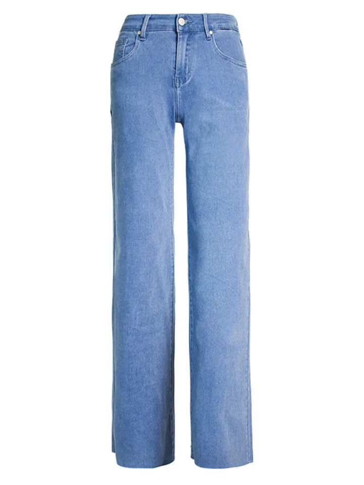 Women's Campus Style Fashion Youth Straight-Leg Denim Jeans