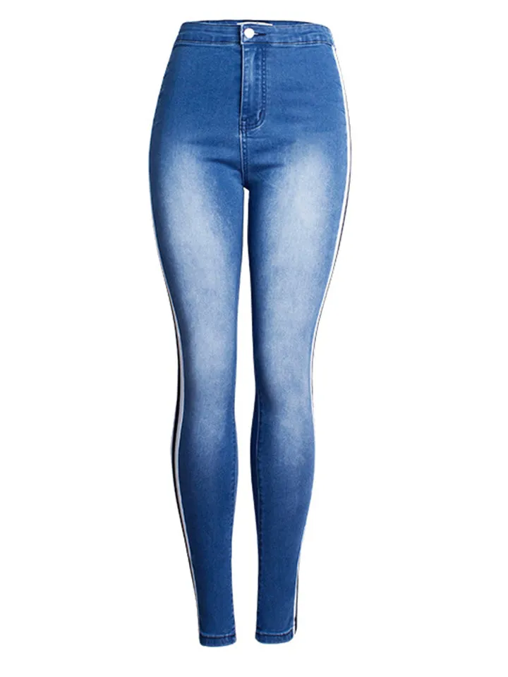 Women's Fashion Stretchy Fit Blue Denim Jeans for Summer Autumn