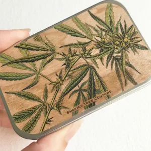 Wood Stash Tin - Vintage Botanical Joint Case