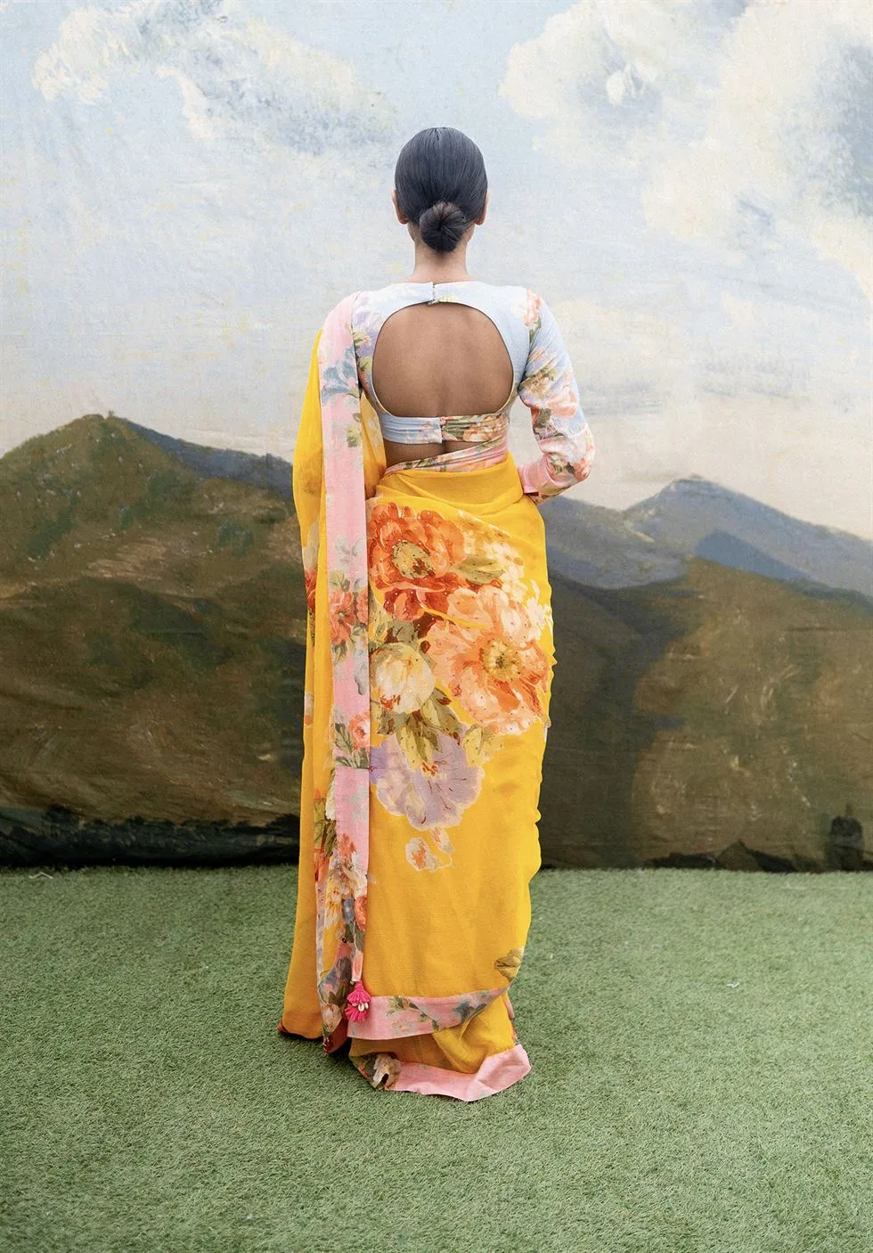Yam   I   Radda Fauji Saree SAREE Blouse Not Included CHIFFON YELLOW An Indian Summer YAMSR10