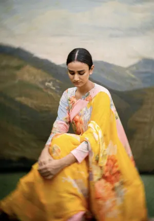 Yam   I   Radda Fauji Saree SAREE Blouse Not Included CHIFFON YELLOW An Indian Summer YAMSR10