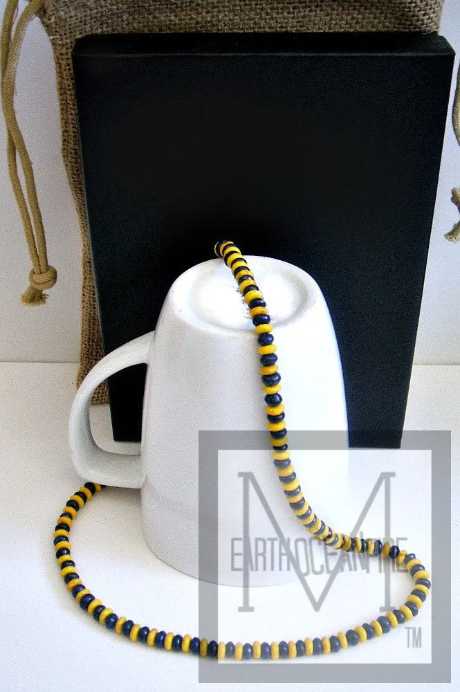 Yellow and Blue Lapis Beaded Necklace for Men